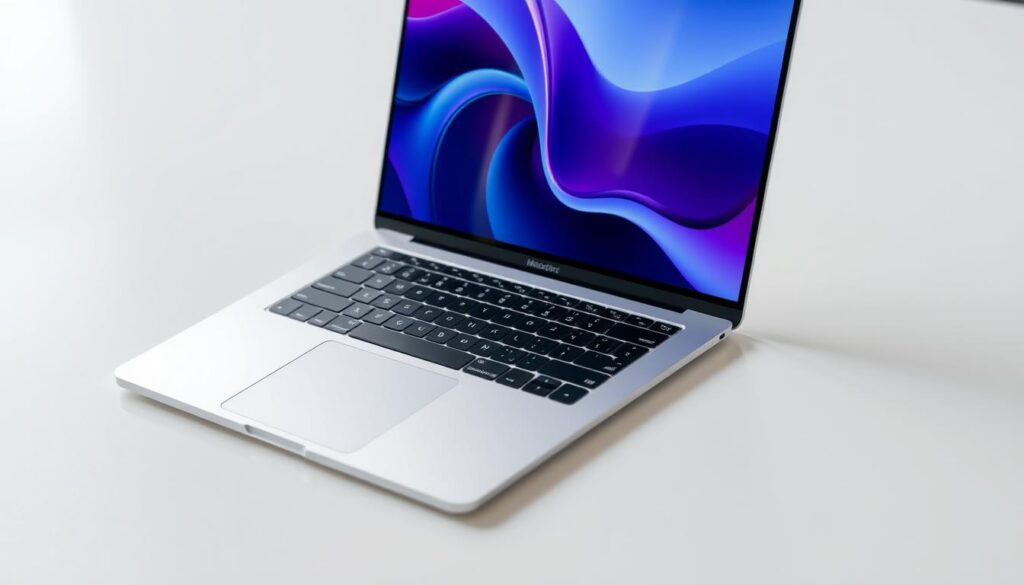 A sleek, ultra-thin MacBook Pro M3 rests on a minimalist white surface, its metal body gleaming under soft, diffused lighting. The display, nearly bezel-less, showcases vibrant, color-accurate visuals. The device's elegant, tapered design exudes a sense of sophisticated simplicity. The keyboard and trackpad are seamlessly integrated, with a satisfyingly tactile response. Attention to detail is evident in the precision-engineered hinges and ports. The MacBook Pro M3 embodies Apple's commitment to high-performance computing in a beautifully crafted, portable package. A sleek, ultra-thin MacBook Pro M3 rests on a minimalist white surface, its metal body gleaming under soft, diffused lighting. The display, nearly bezel-less, showcases vibrant, color-accurate visuals. The device's elegant, tapered design exudes a sense of sophisticated simplicity. The keyboard and trackpad are seamlessly integrated, with a satisfyingly tactile response. Attention to detail is evident in the precision-engineered hinges and ports. The MacBook Pro M3 embodies Apple's commitment to high-performance computing in a beautifully crafted, portable package.
